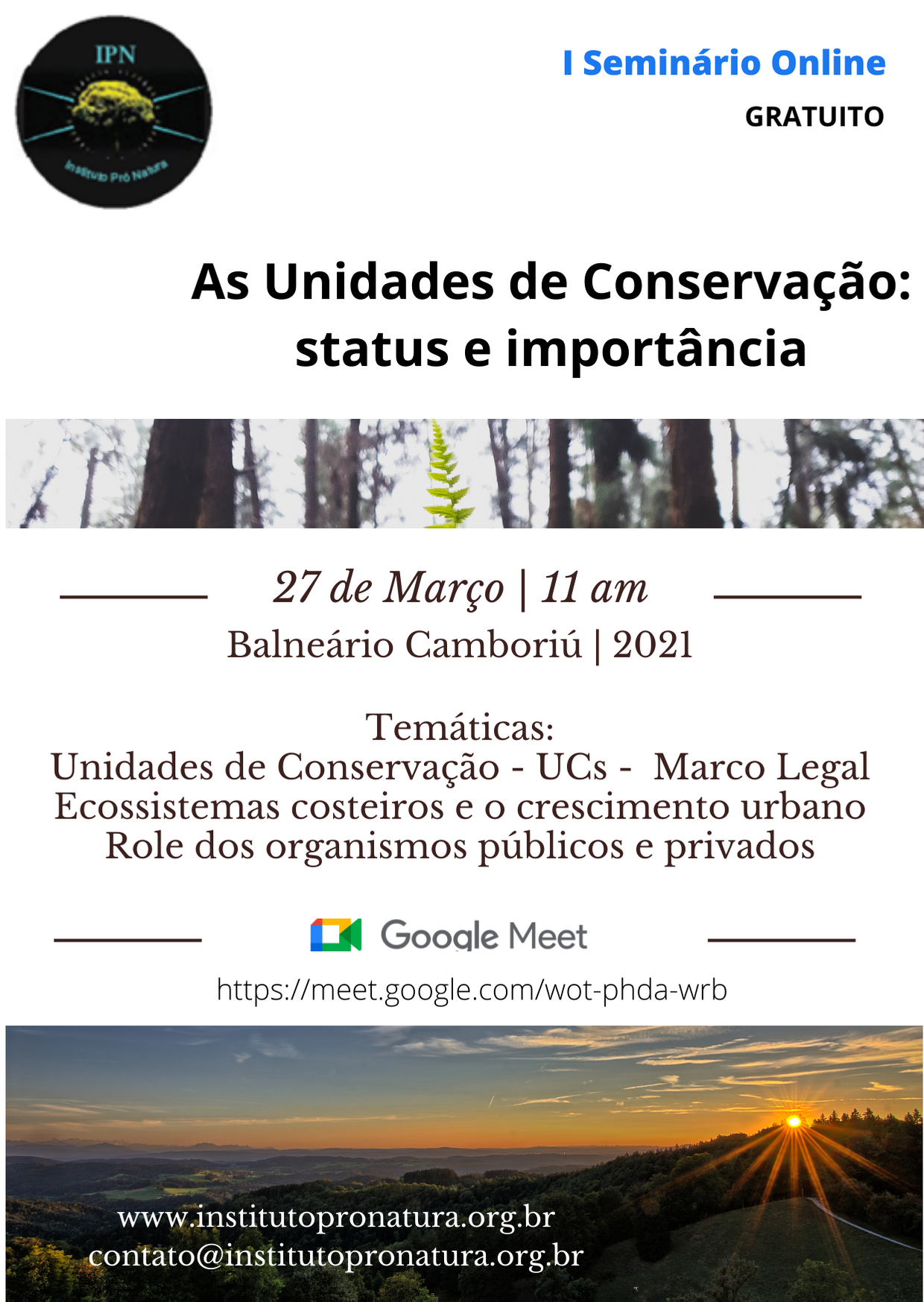 Folheto - I Seminário Online Unidades Conservação - IPN